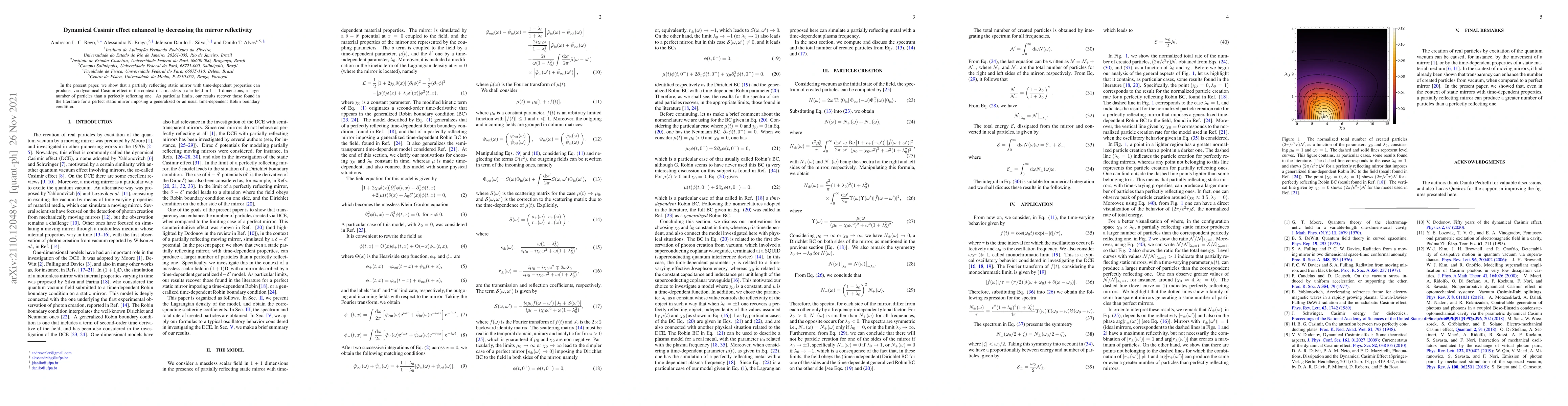 Thumbnail for Dynamical Casimir effect enhanced by decreasing the mirror reflectivity
