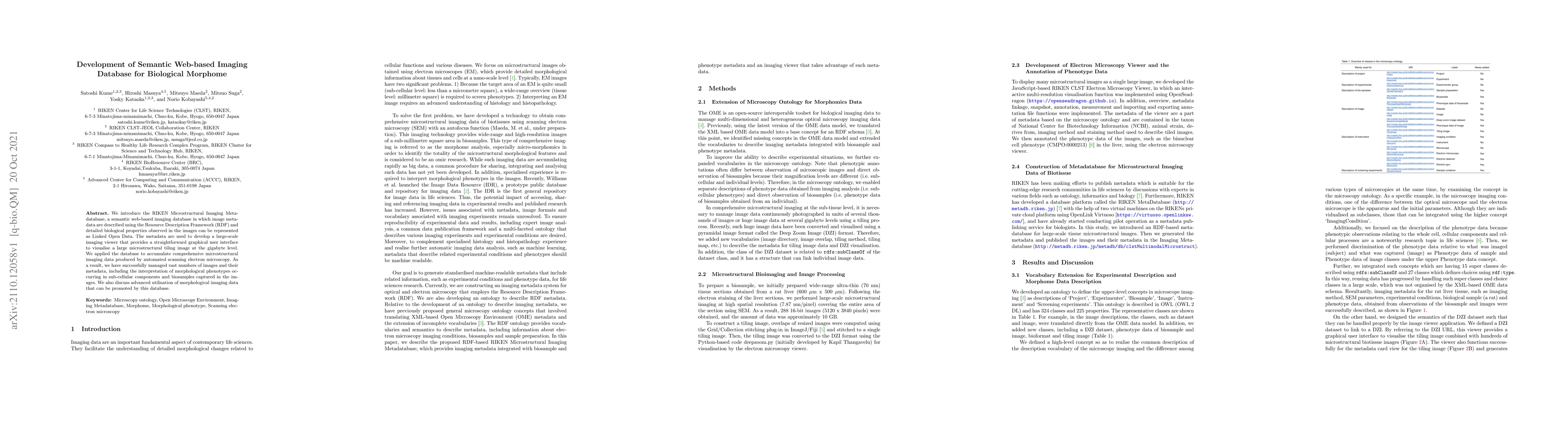 Thumbnail for Development of Semantic Web-based Imaging Database for Biological
  Morphome