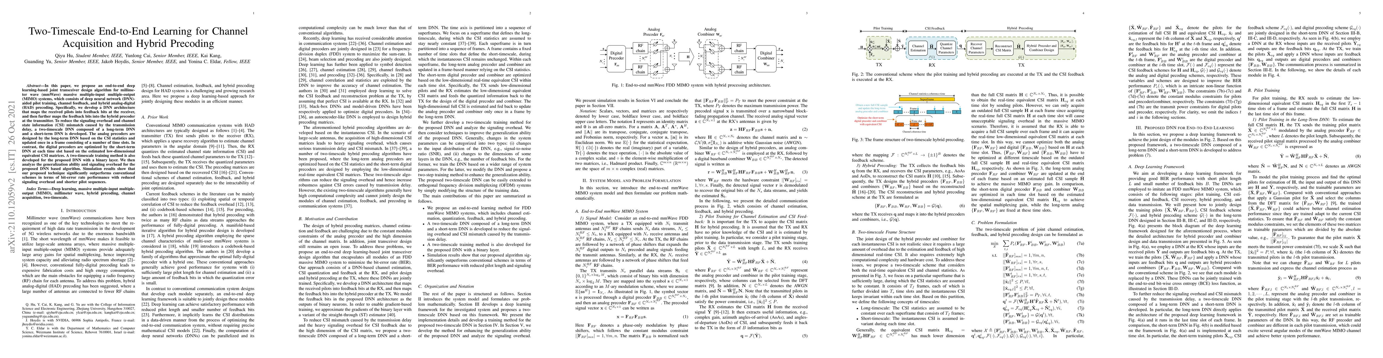 Thumbnail for Two-Timescale End-to-End Learning for Channel Acquisition and Hybrid
  Precoding