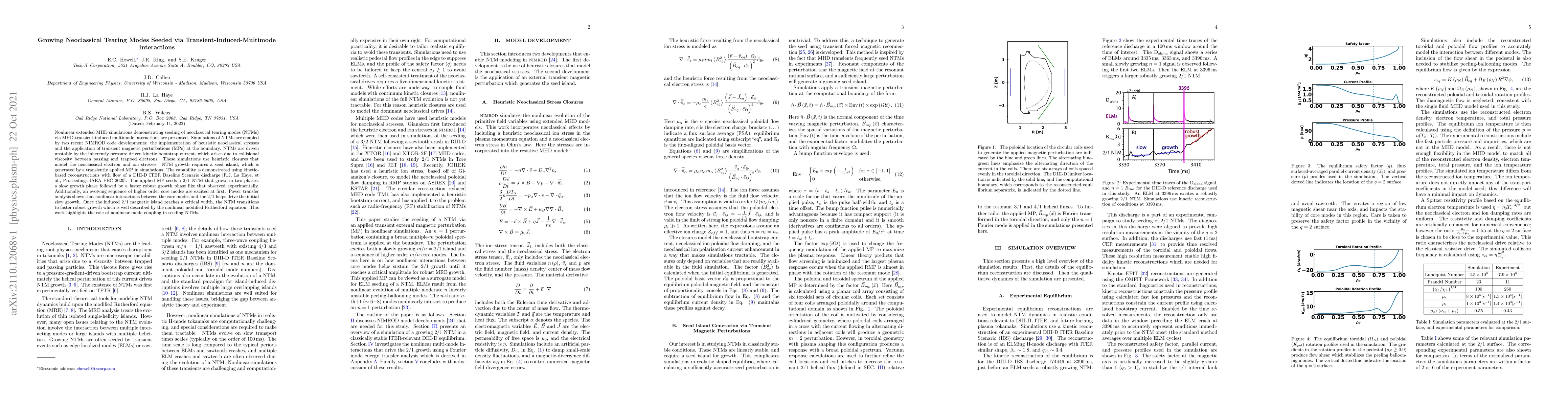 Thumbnail for Growing Neoclassical Tearing Modes Seeded via
  Transient-Induced-Multimode Interactions