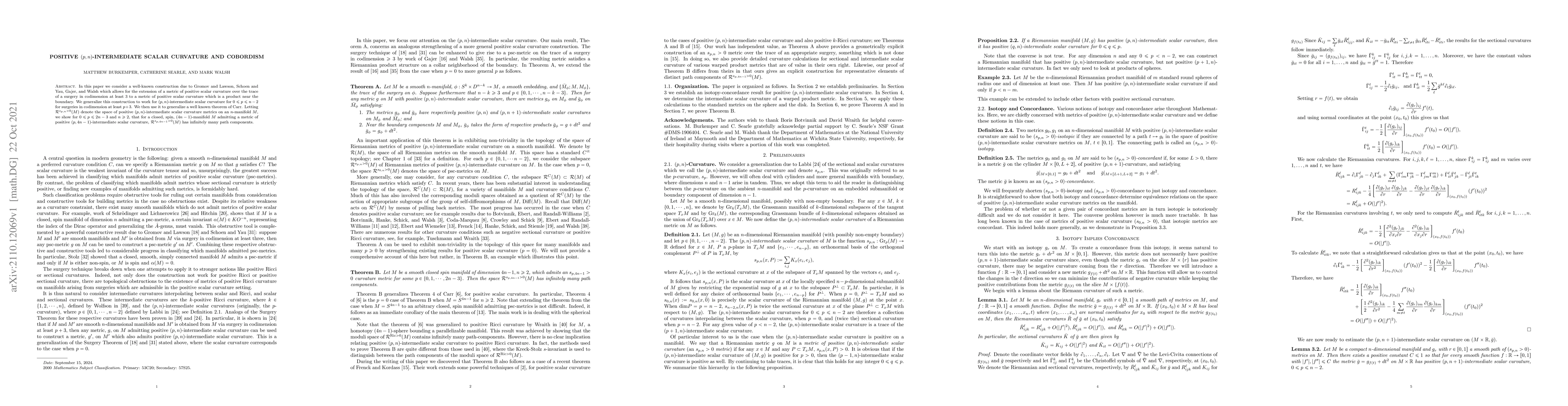 Thumbnail for Positive $(p, n)$-intermediate scalar curvature and cobordism