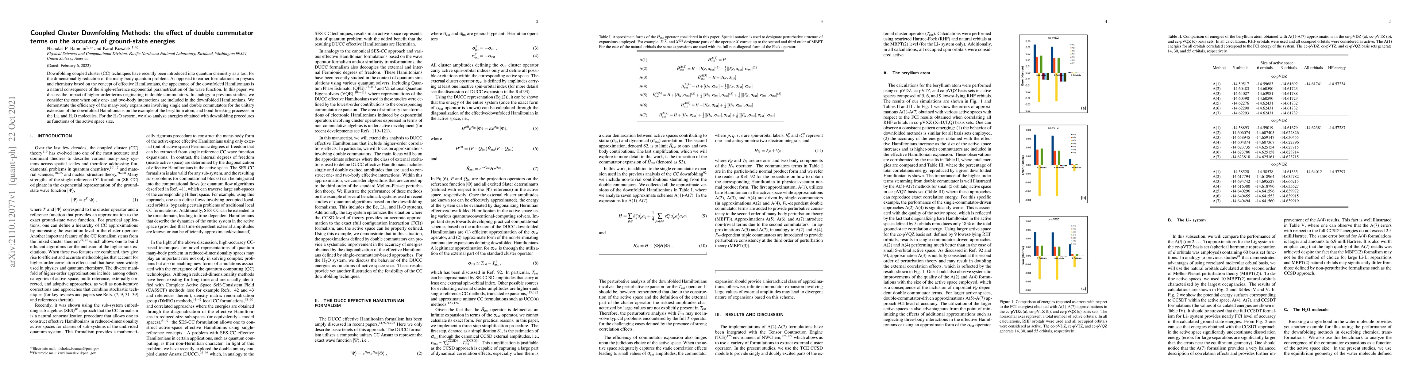 Thumbnail for Coupled Cluster Downfolding Methods: the effect of double commutator
  terms on the accuracy of ground-state energies
