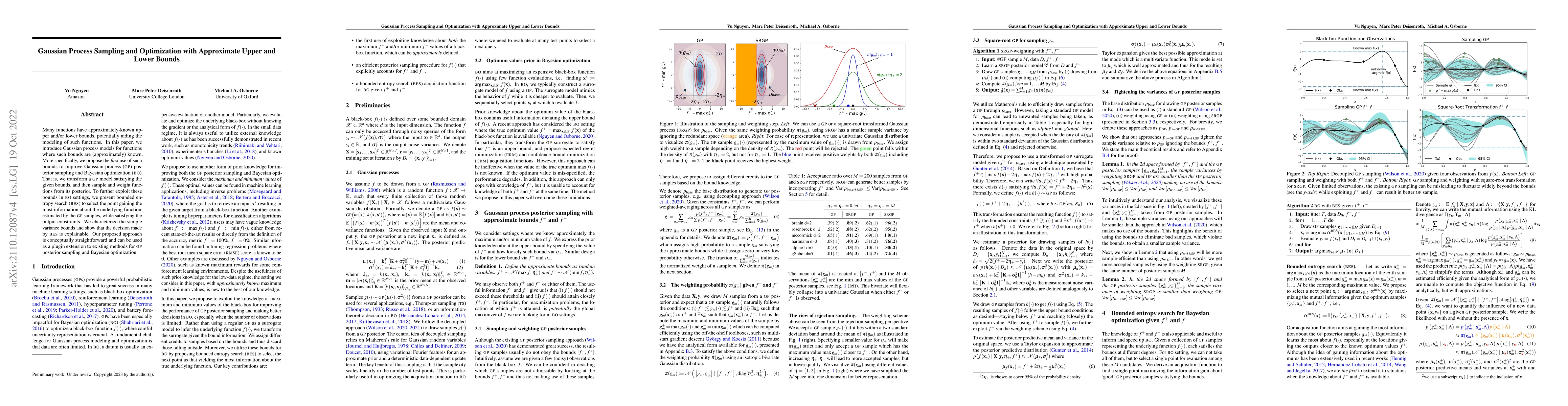 Thumbnail for Gaussian Process Sampling and Optimization with Approximate Upper and
  Lower Bounds