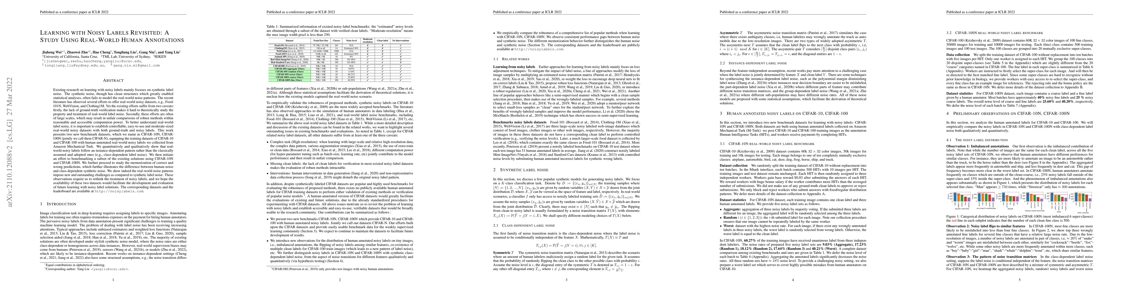 Thumbnail for Learning with Noisy Labels Revisited: A Study Using Real-World Human
  Annotations