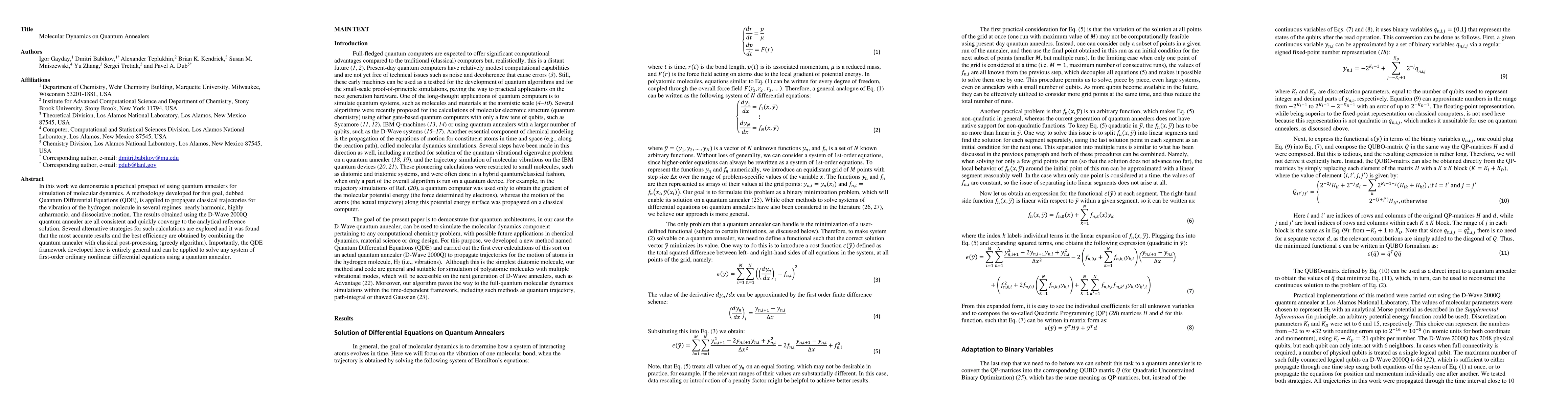 Thumbnail for Molecular Dynamics on Quantum Annealers