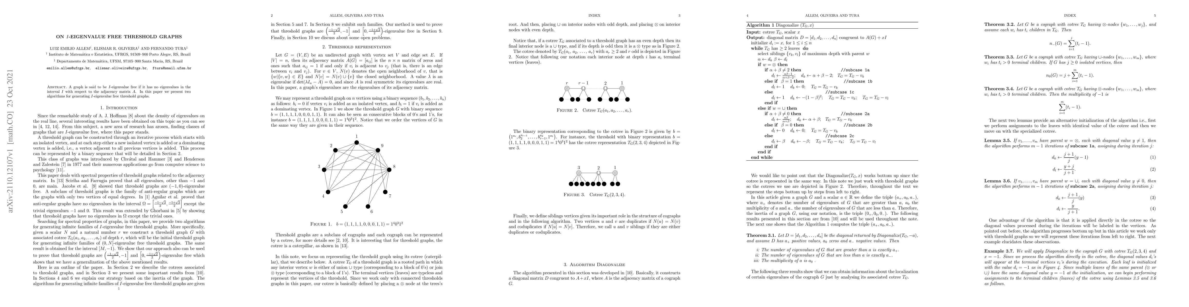 Thumbnail for On I-eigenvalue free threshold graphs
