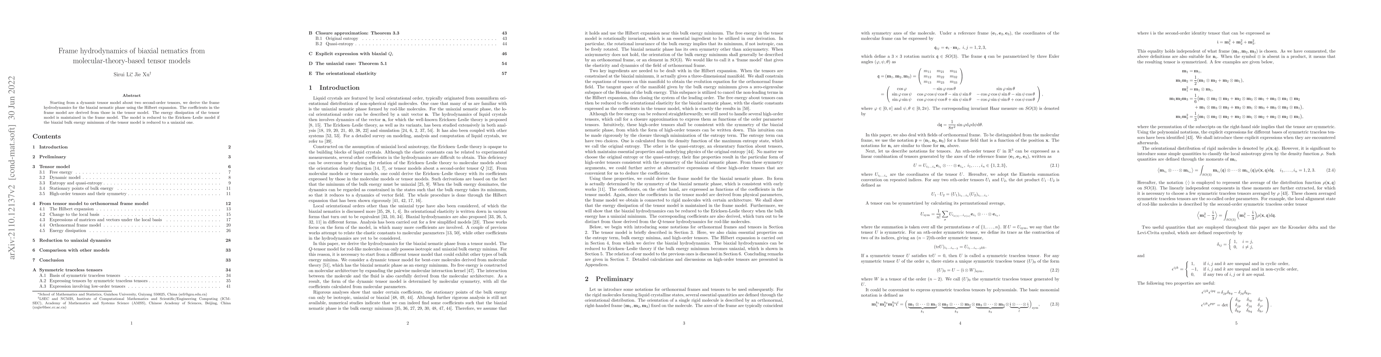 Thumbnail for Frame hydrodynamics of biaxial nematics from molecular-theory-based
  tensor models