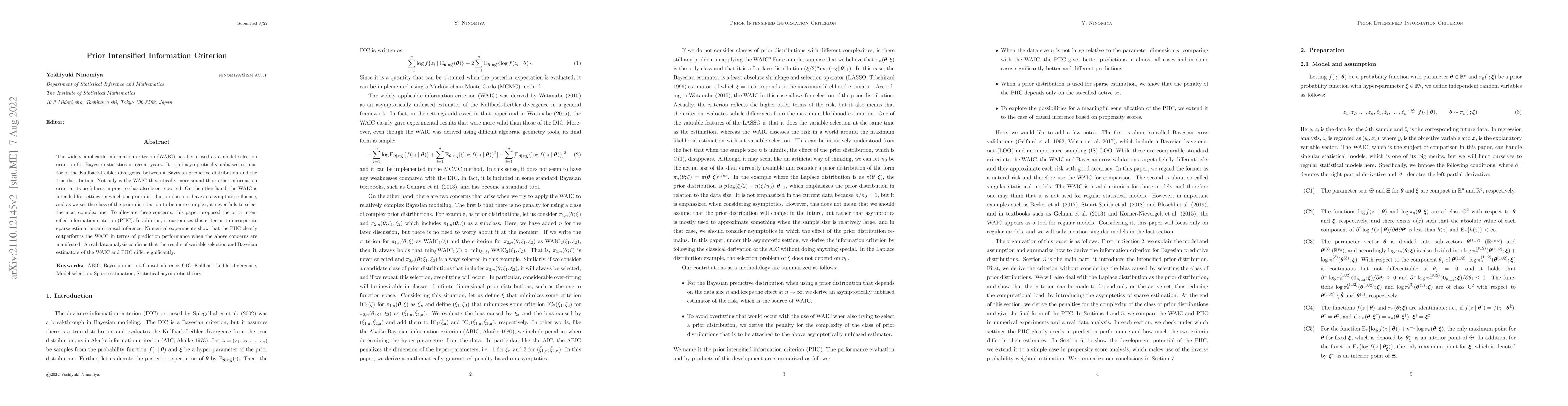 Thumbnail for Prior Intensified Information Criterion