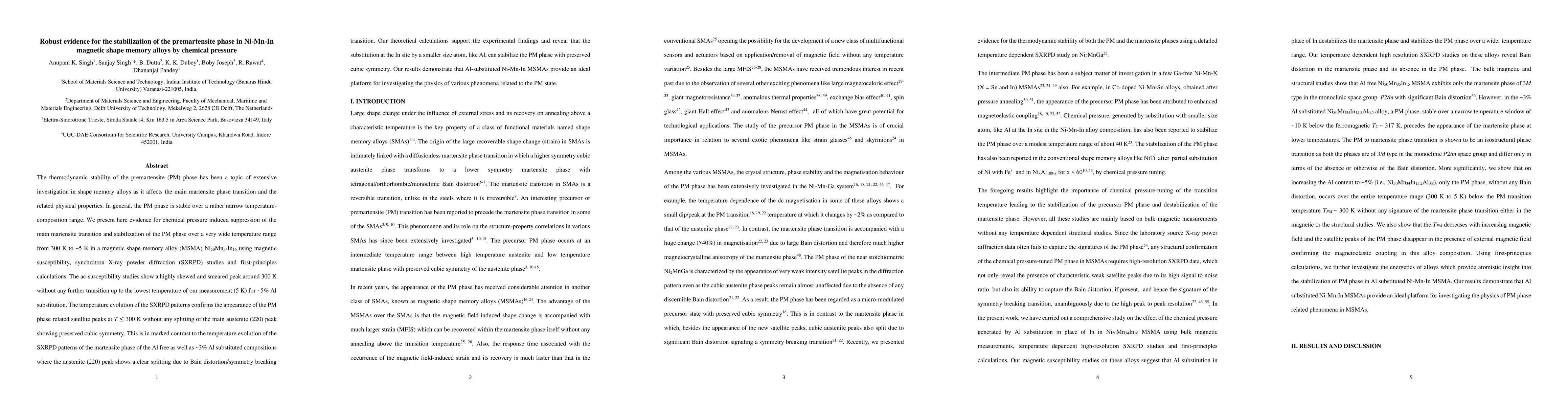 Thumbnail for Robust evidence for the stabilization of the premartensite phase in
  Ni-Mn-In magnetic shape memory alloys by chemical pressure