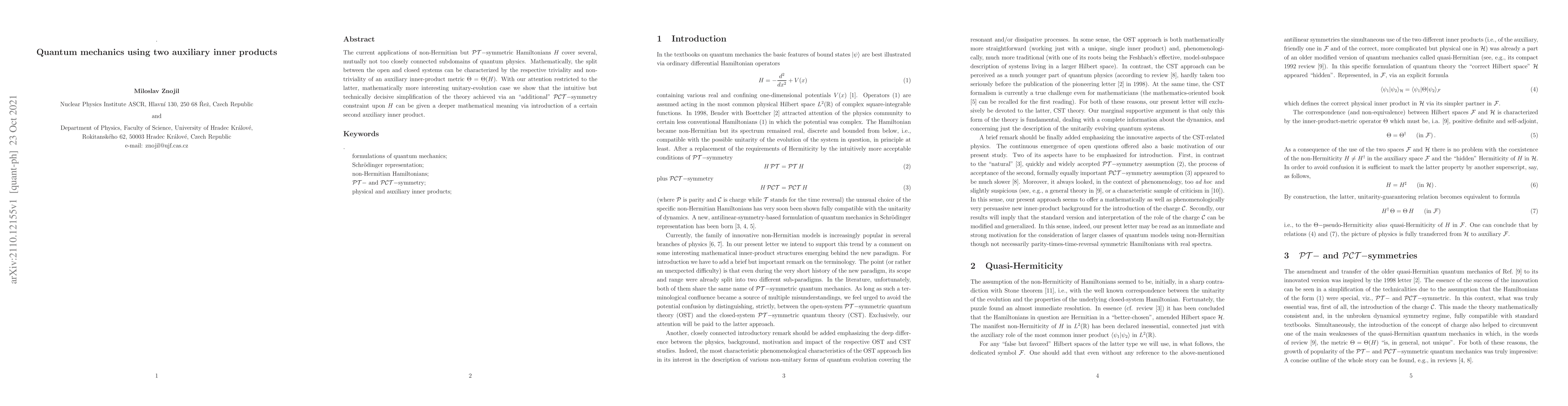 Thumbnail for Quantum mechanics using two auxiliary inner products