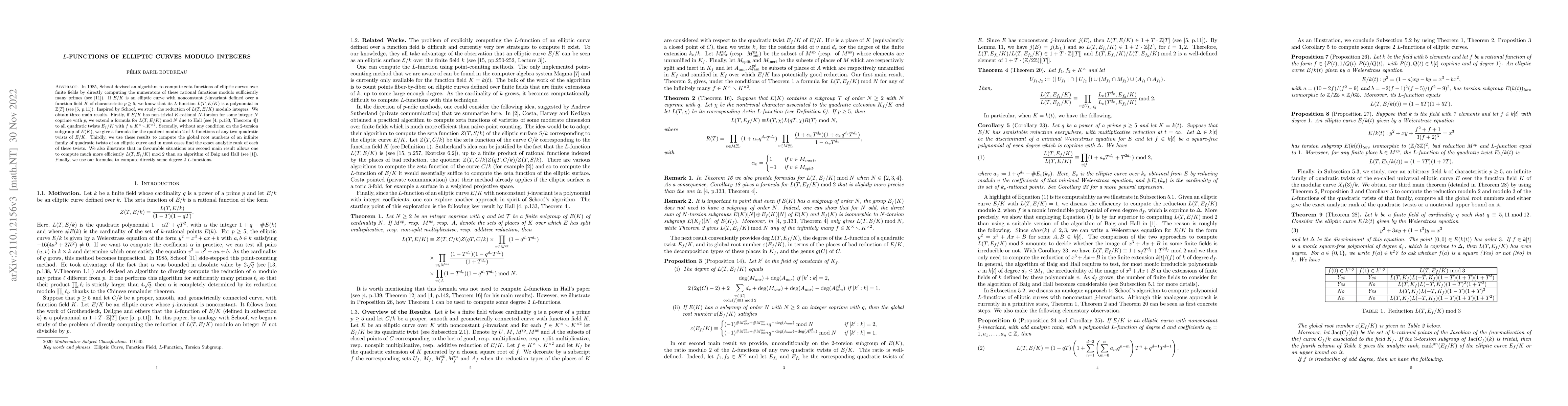 Thumbnail for $L$-Functions of Elliptic Curves Modulo Integers