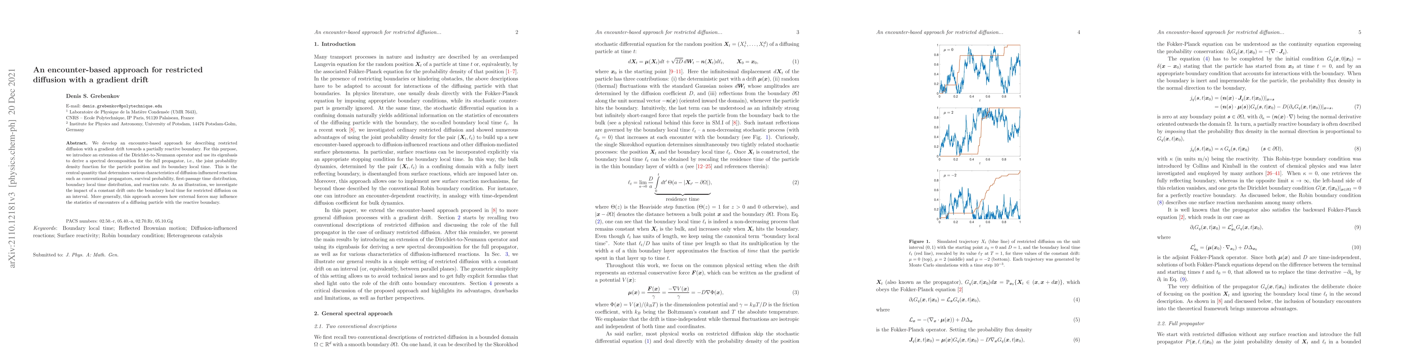 Thumbnail for An encounter-based approach for restricted diffusion with a gradient
  drift