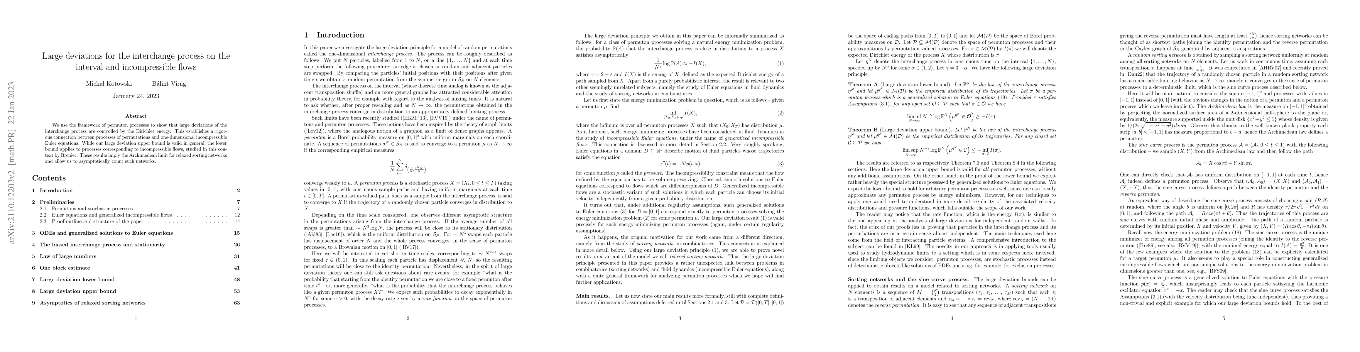 Thumbnail for Large deviations for the interchange process on the interval and
  incompressible flows