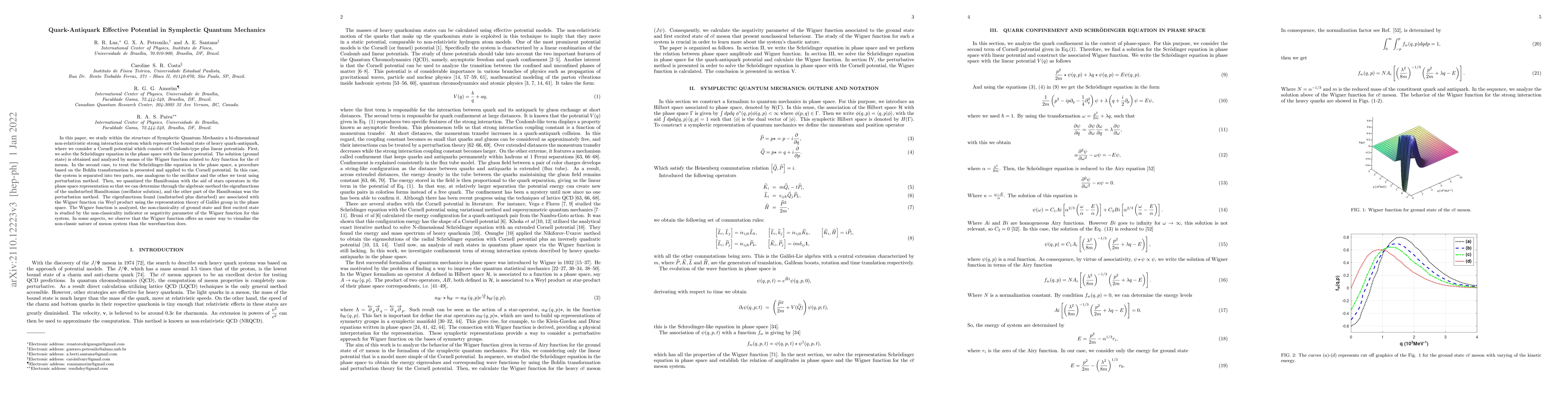 Thumbnail for Quark-Antiquark Effective Potential in Symplectic Quantum Mechanics
