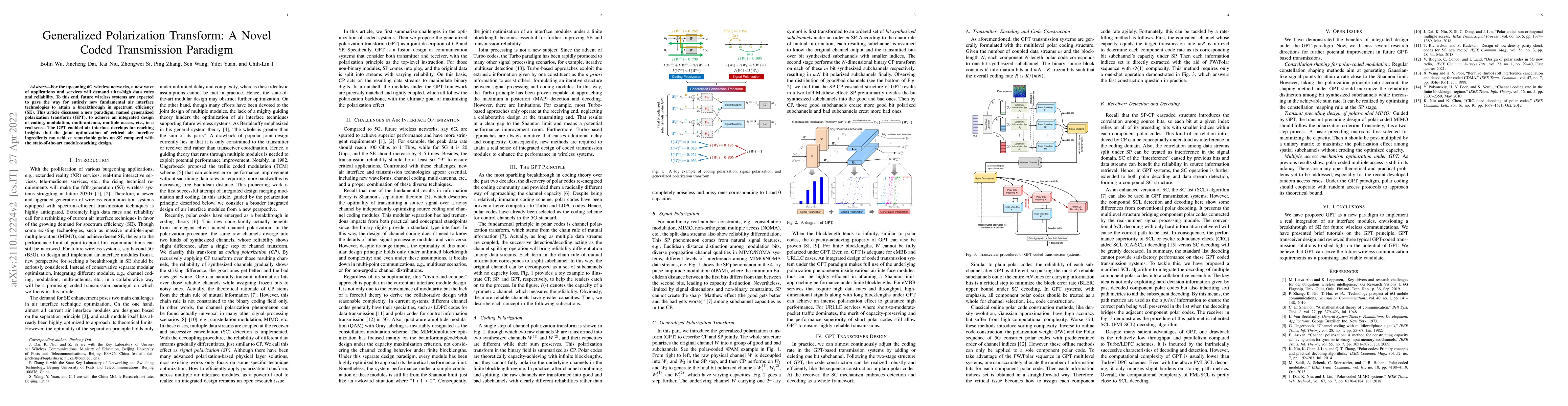 Thumbnail for Generalized Polarization Transform: A Novel Coded Transmission Paradigm