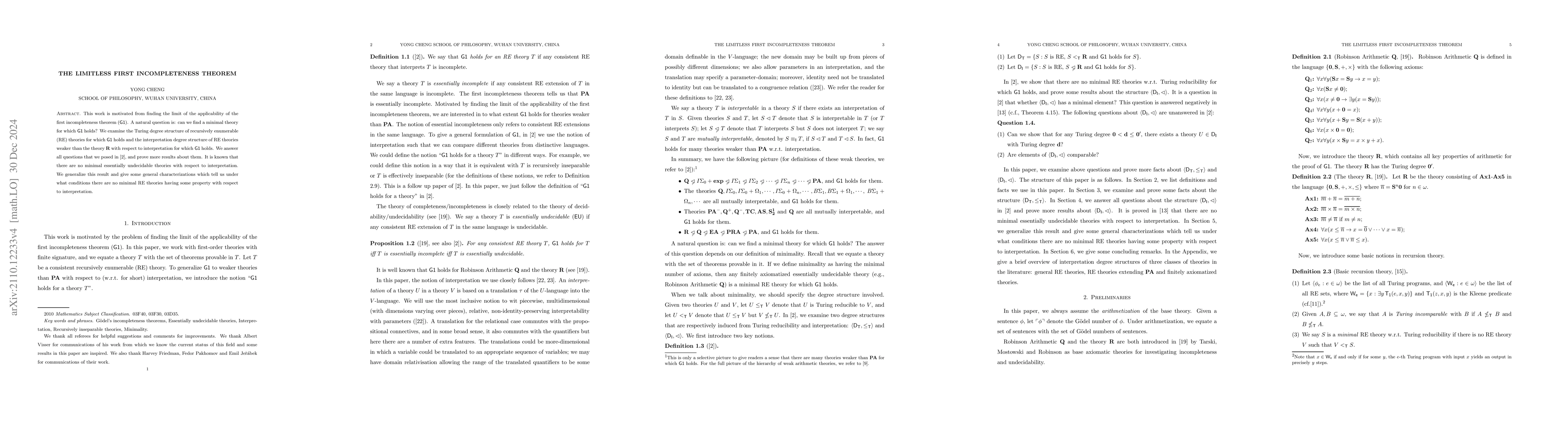 Thumbnail for On the limit of the first incompleteness theorem: revisited