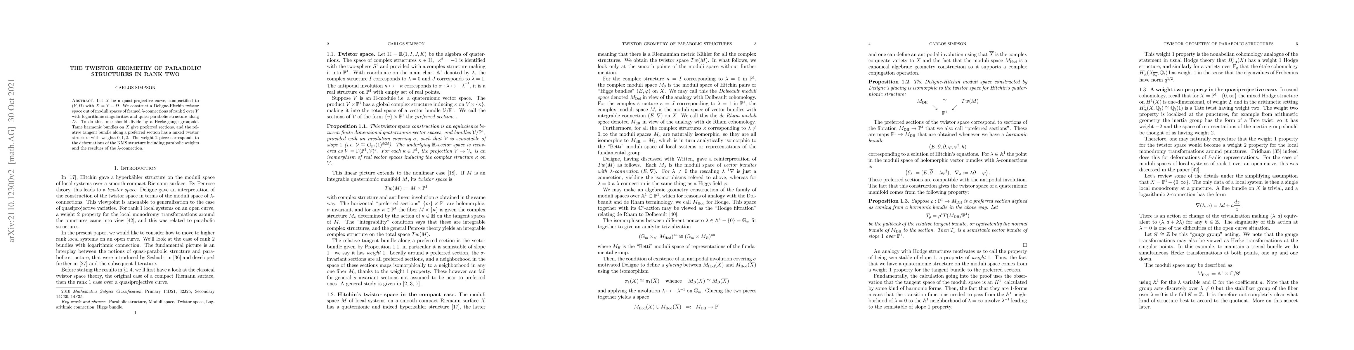 Thumbnail for The twistor geometry of parabolic structures in rank two