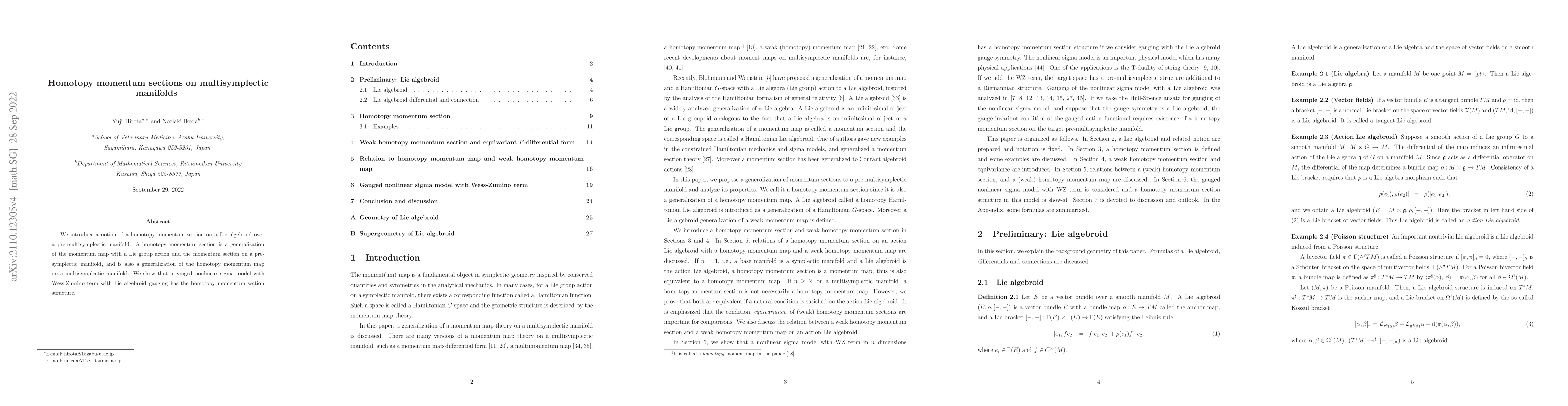 Thumbnail for Homotopy momentum sections on multisymplectic manifolds