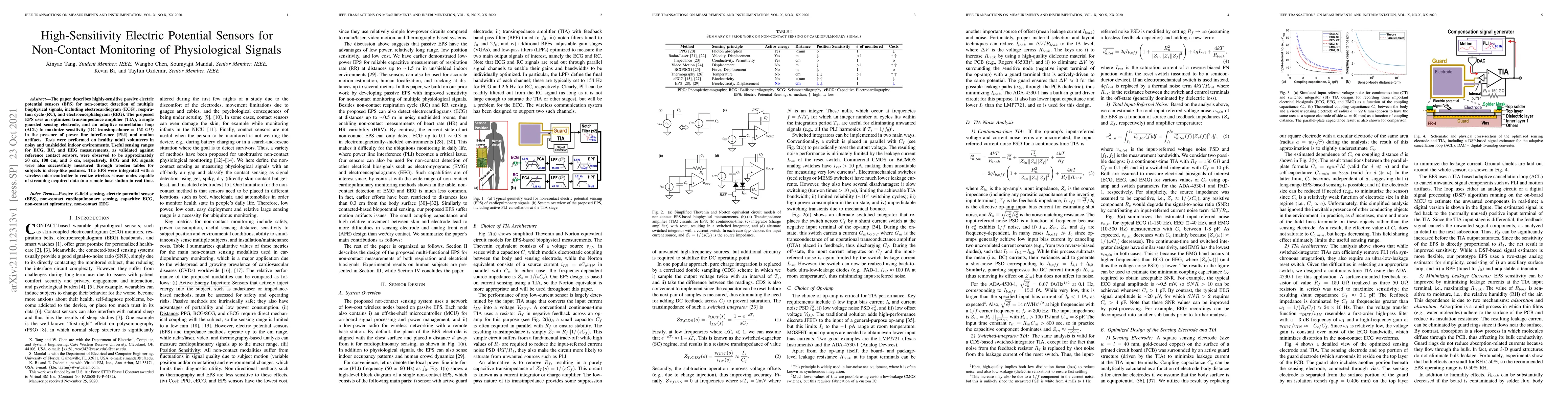 Thumbnail for High-Sensitivity Electric Potential Sensors for Non-Contact Monitoring
  of Physiological Signals