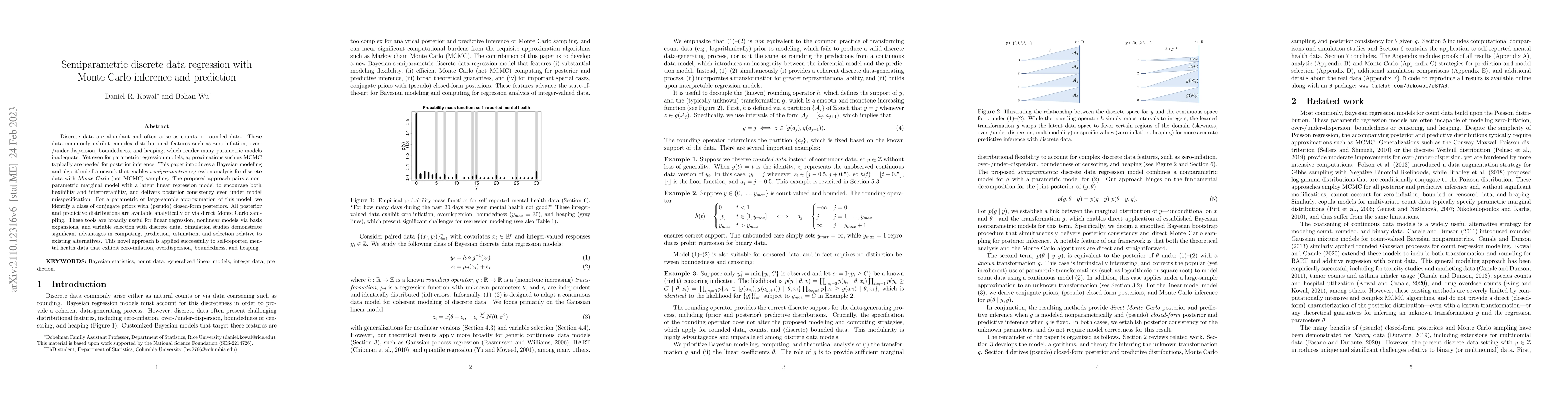 Thumbnail for Semiparametric discrete data regression with Monte Carlo inference and
  prediction
