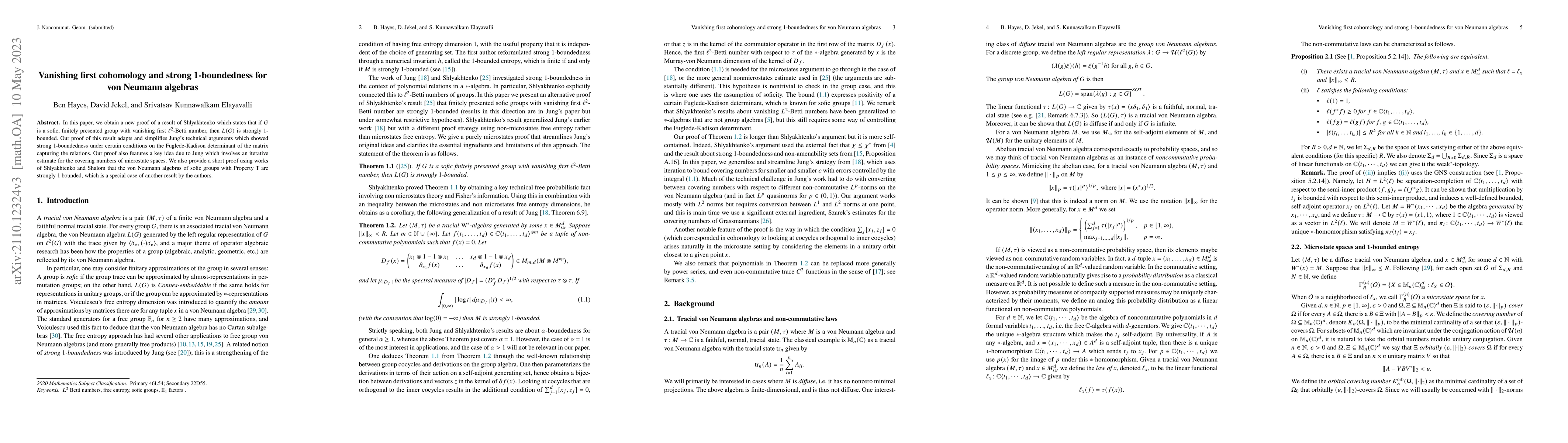 Thumbnail for Vanishing first cohomology and strong 1-boundedness for von Neumann
  algebras