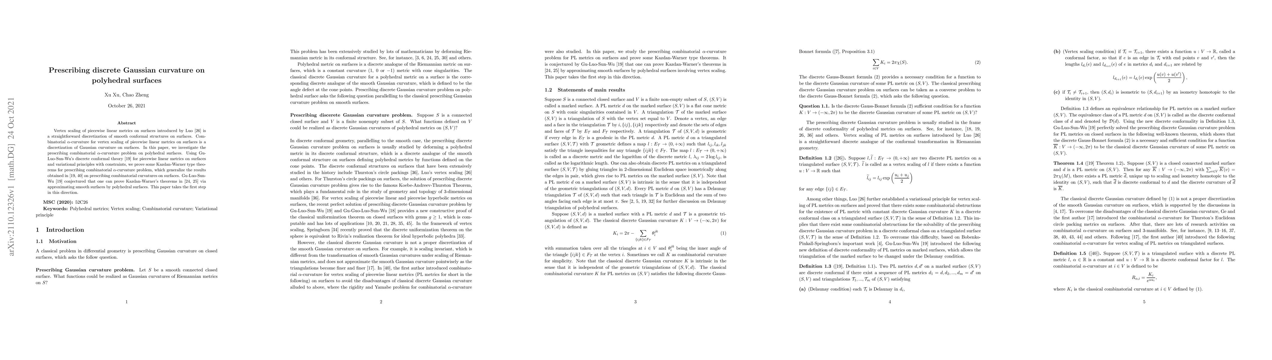 Thumbnail for Prescribing discrete Gaussian curvature on polyhedral surfaces
