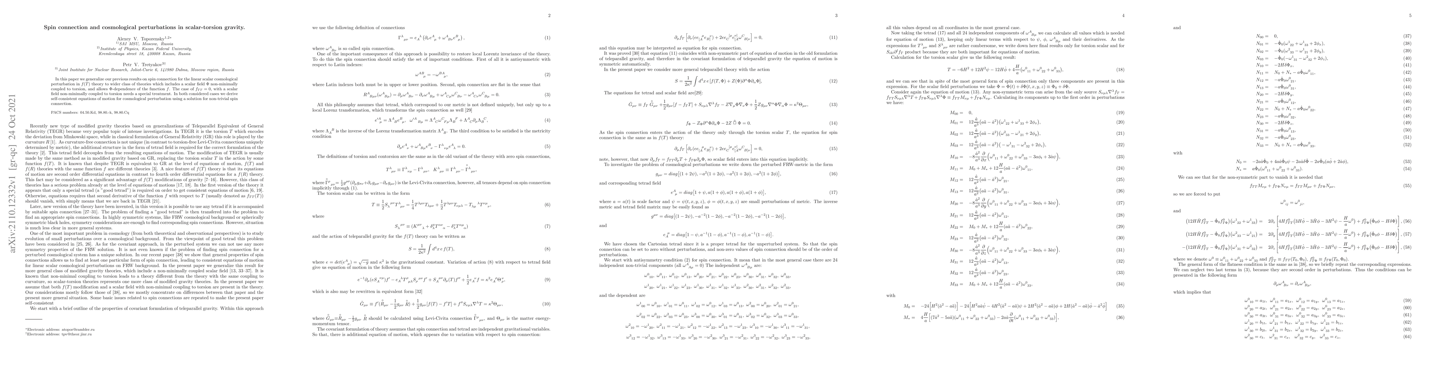 Thumbnail for Spin connection and cosmological perturbations in scalar-torsion gravity