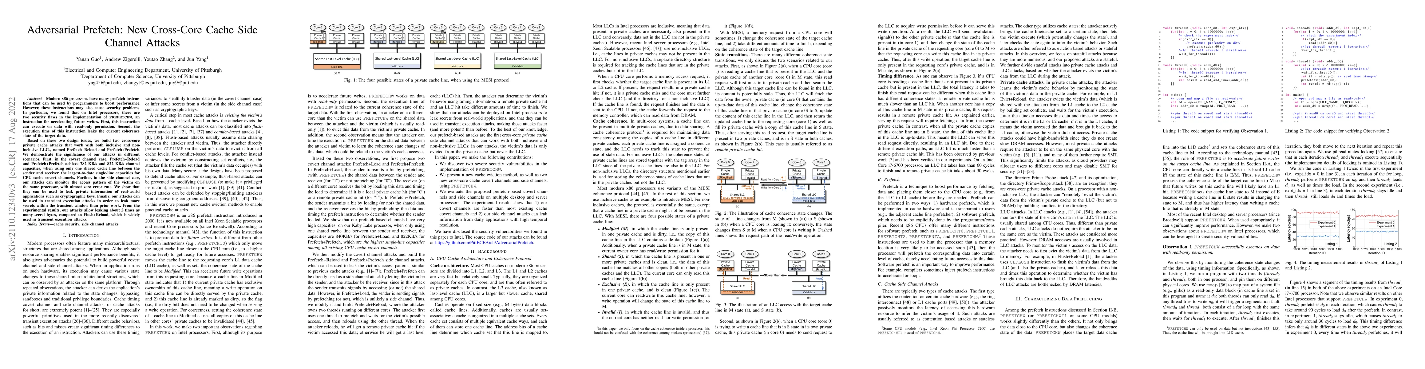 Thumbnail for Adversarial Prefetch: New Cross-Core Cache Side Channel Attacks