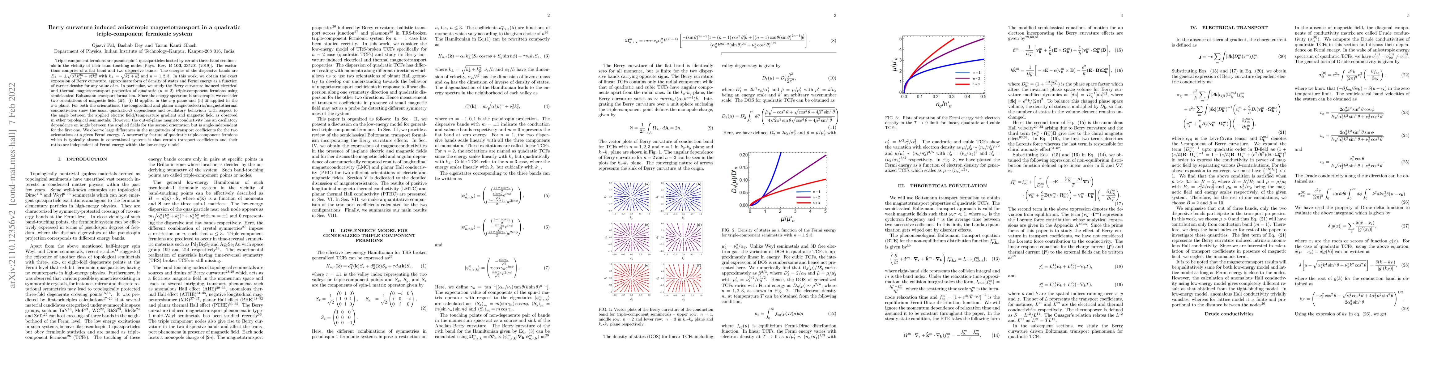 Thumbnail for Berry curvature induced anisotropic magnetotransport in a quadratic
  triple-component fermionic system
