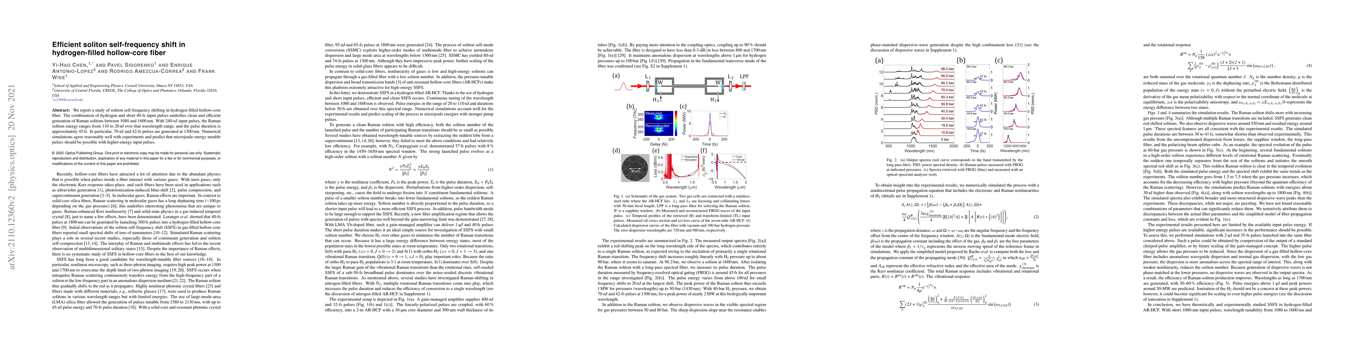 Thumbnail for Efficient soliton self-frequency shift in hydrogen-filled hollow-core
  fiber