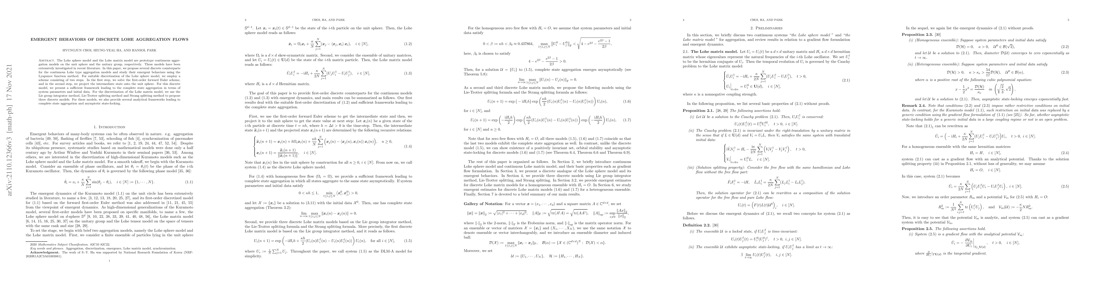 Thumbnail for Emergent behaviors of discrete Lohe aggregation flows