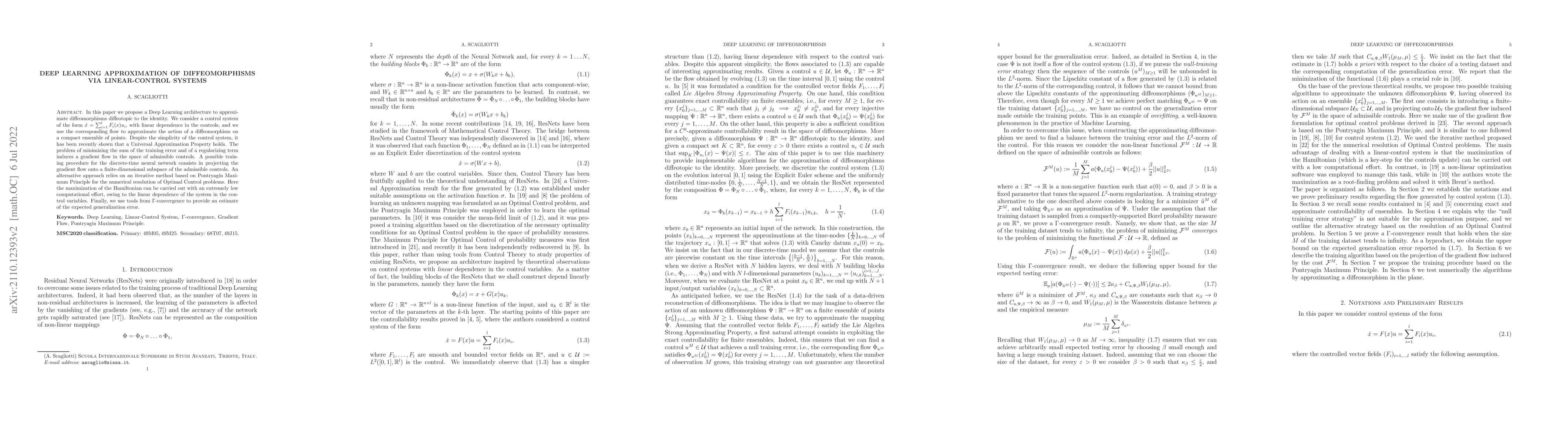 Thumbnail for Deep Learning Approximation of Diffeomorphisms via Linear-Control
  Systems