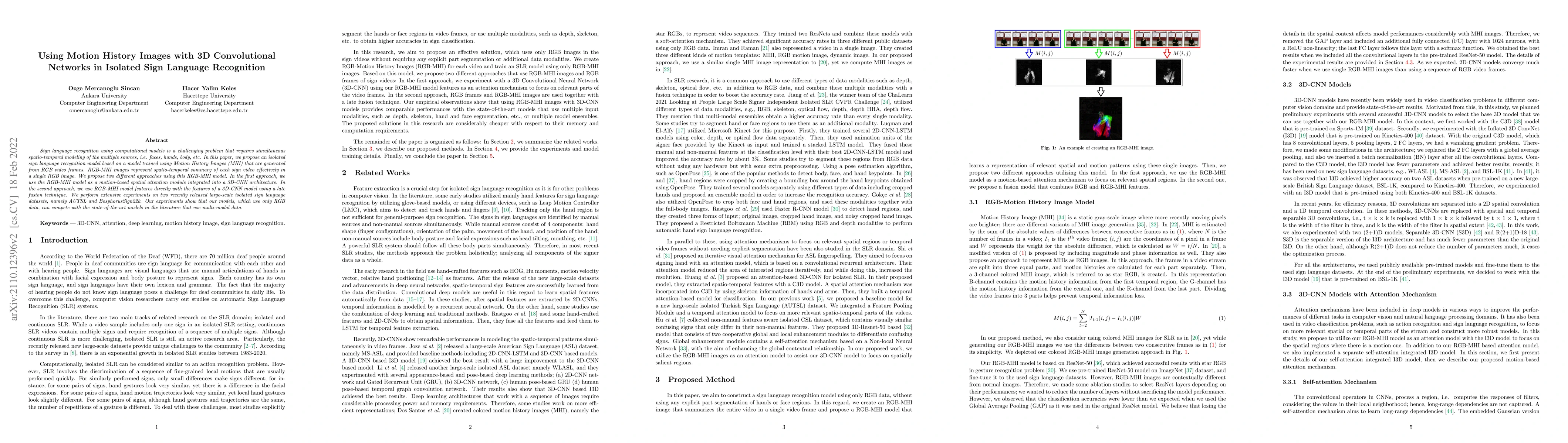 Thumbnail for Using Motion History Images with 3D Convolutional Networks in Isolated
  Sign Language Recognition