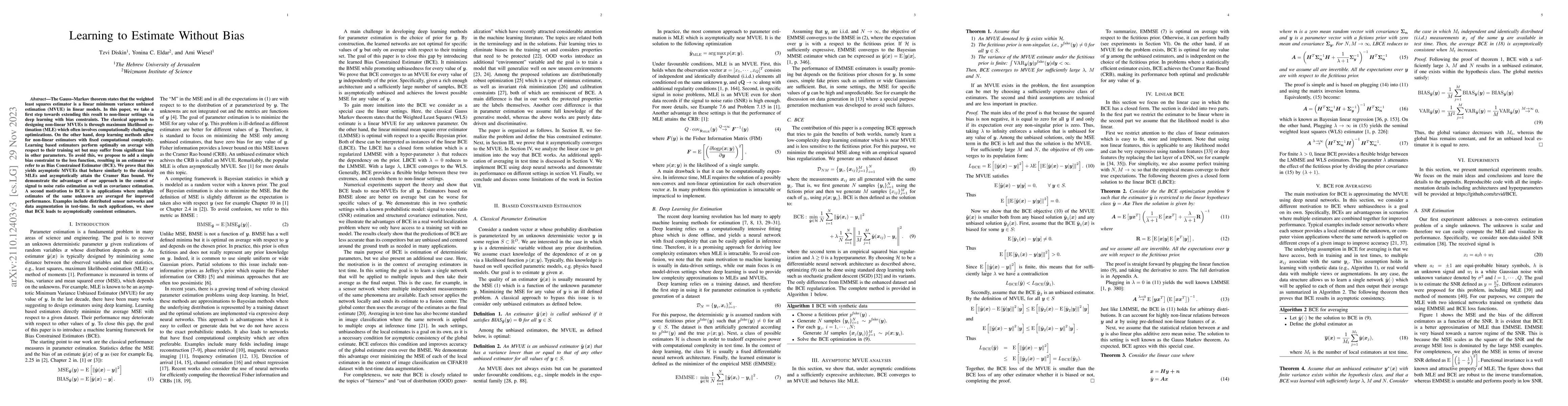 Thumbnail for Learning to Estimate Without Bias