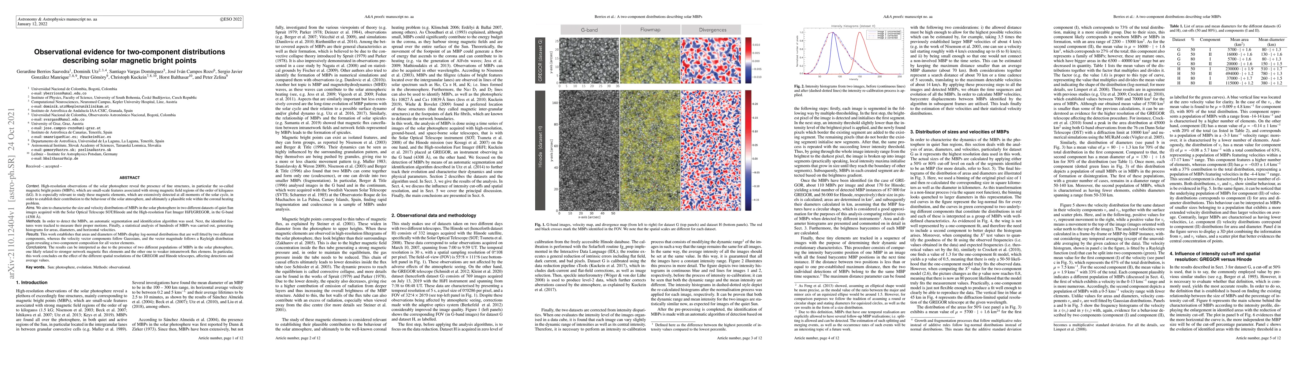 Thumbnail for Observational evidence for two-component distributions describing solar
  magnetic bright points