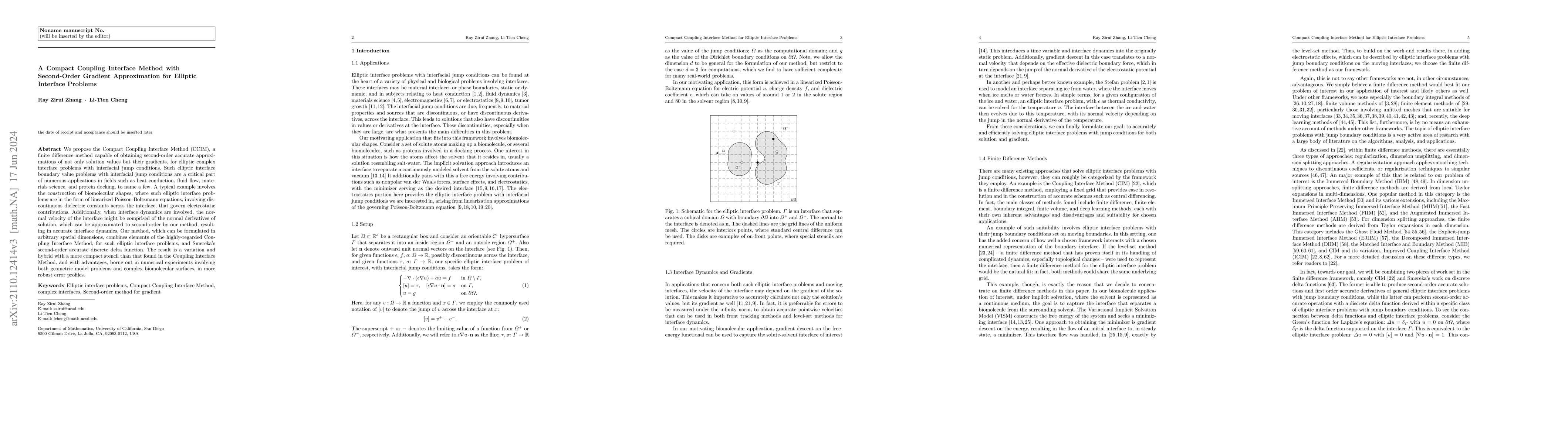 Thumbnail for A Compact Coupling Interface Method with Accurate Gradient Approximation
  for Elliptic Interface Problems