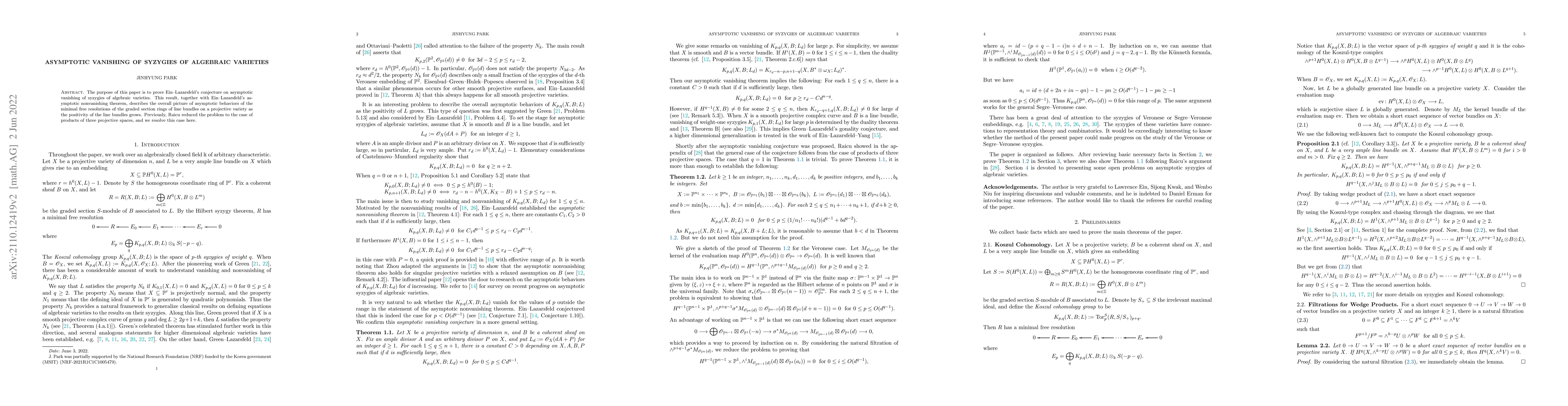 Thumbnail for Asymptotic vanishing of syzygies of algebraic varieties