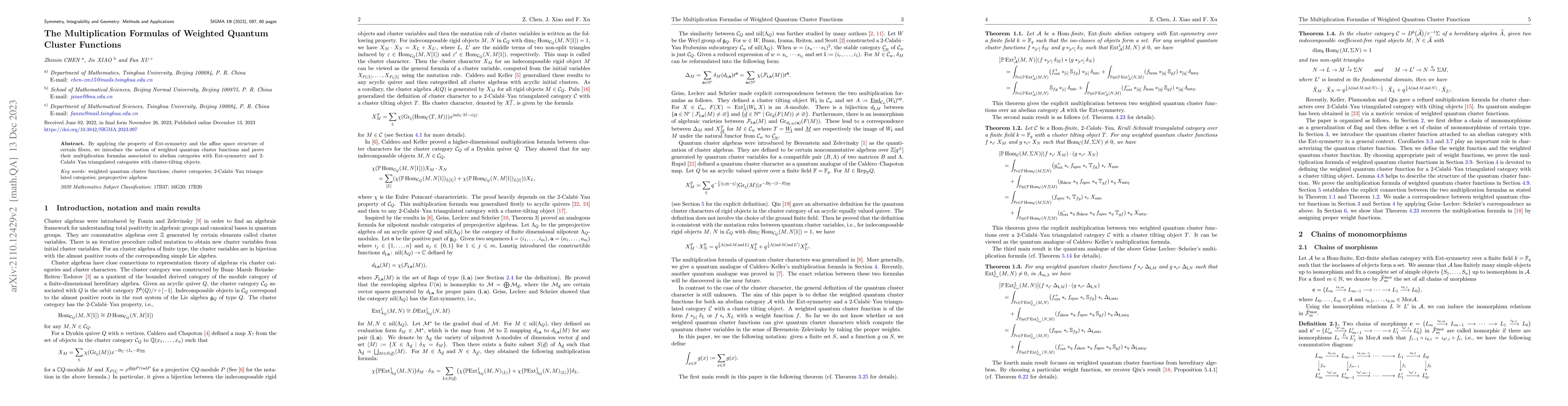 Thumbnail for The Multiplication Formulas of Weighted Quantum Cluster Functions