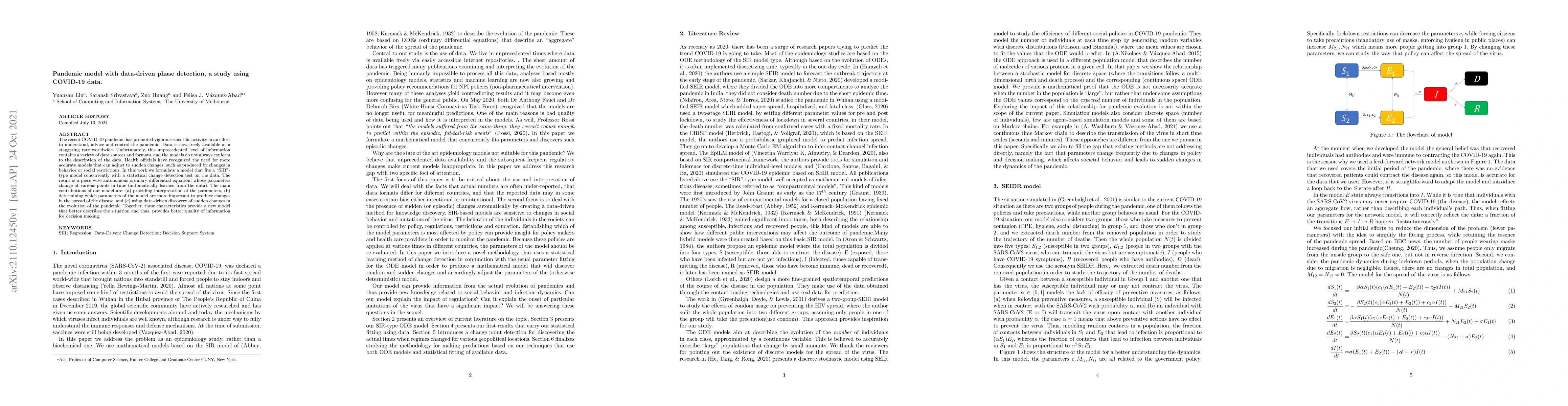 Thumbnail for Pandemic model with data-driven phase detection, a study using COVID-19
  data