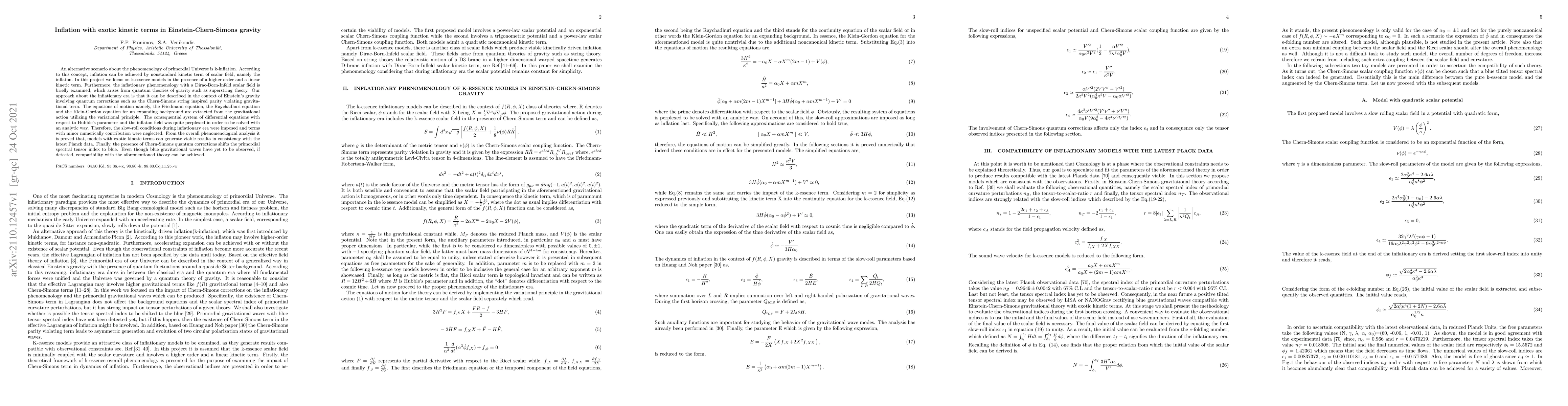 Thumbnail for Inflation with exotic kinetic terms in Einstein-Chern-Simons gravity