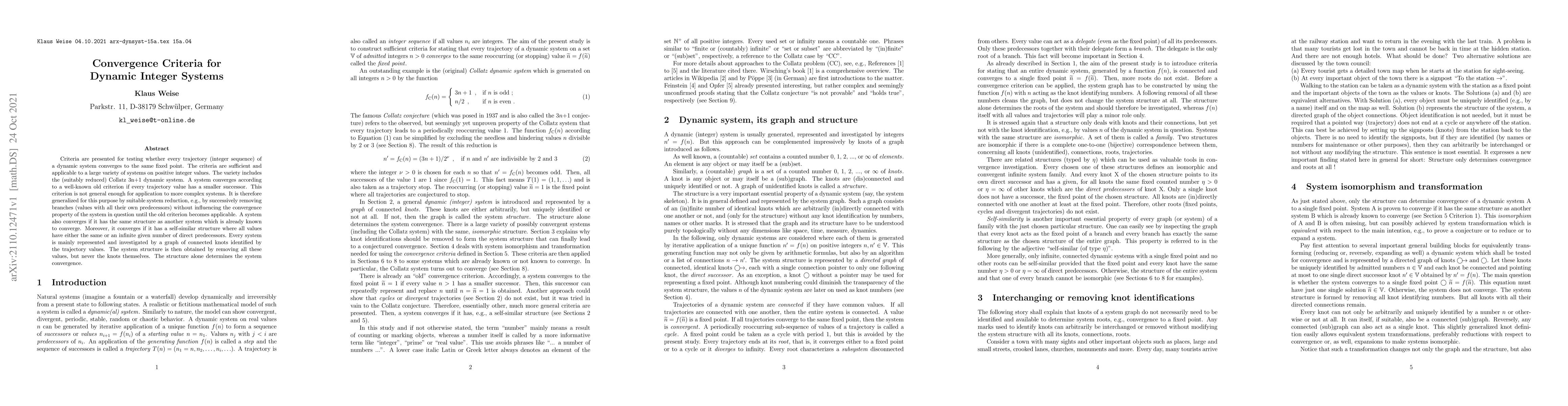 Thumbnail for Convergence Criteria for Dynamic Integer Systems