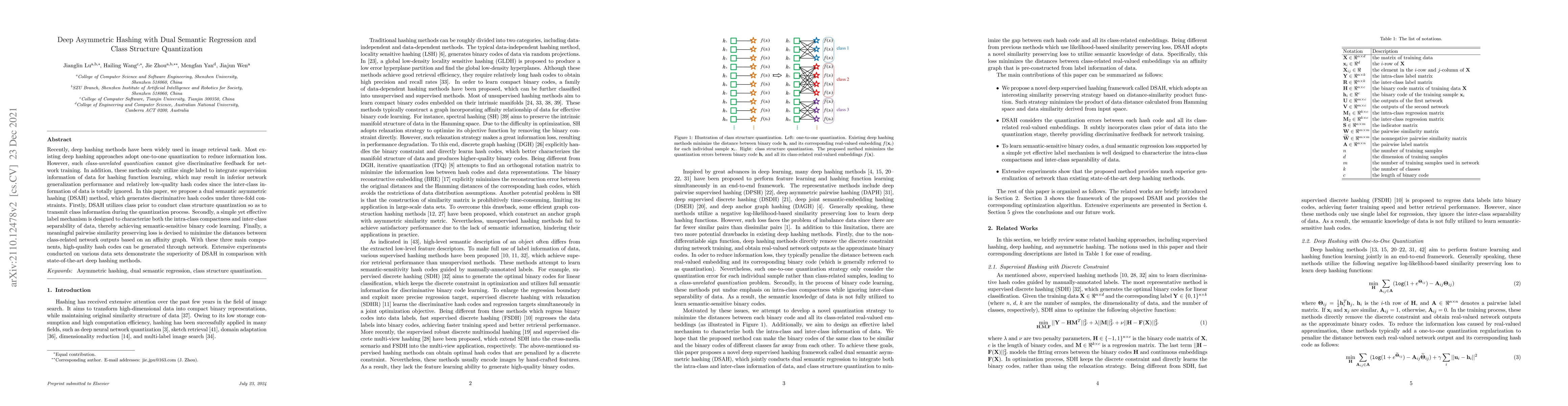 Thumbnail for Deep Asymmetric Hashing with Dual Semantic Regression and Class
  Structure Quantization