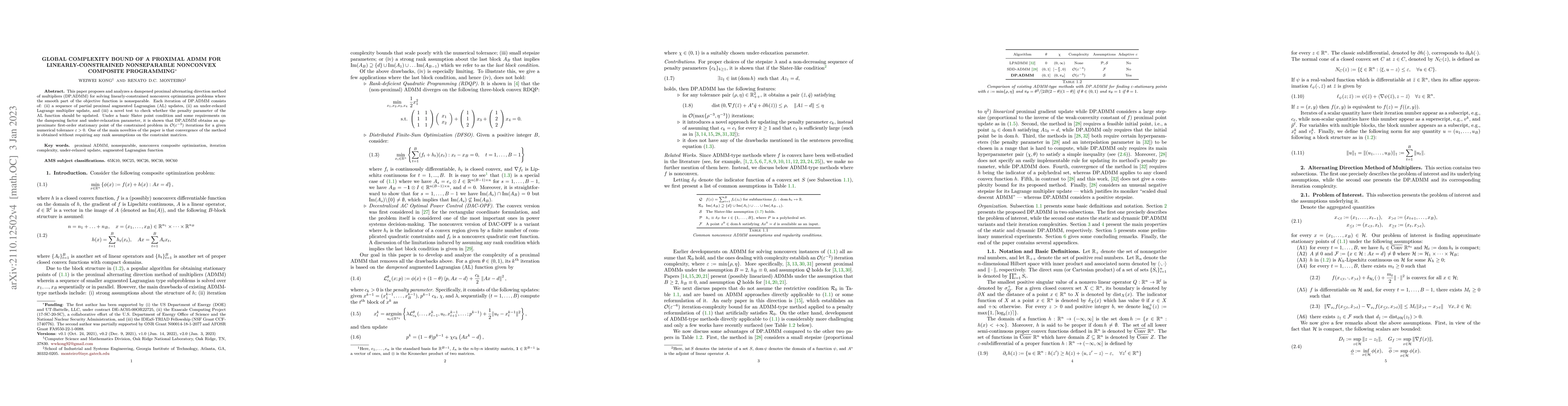 Thumbnail for Global Complexity Bound of a Proximal ADMM for Linearly-Constrained
  Nonseperable Nonconvex Composite Programming
