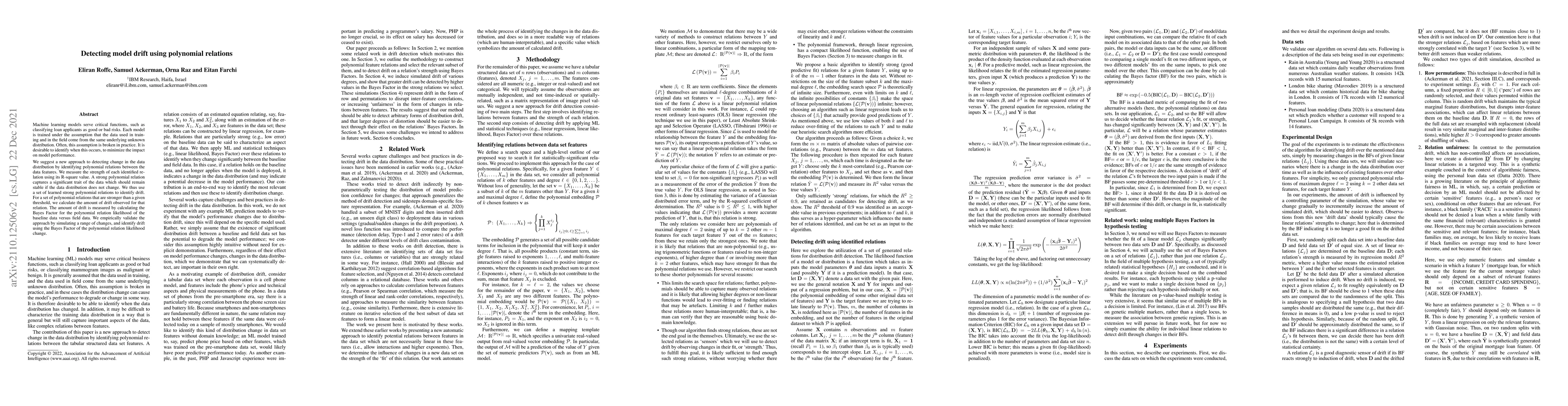 Thumbnail for Detecting model drift using polynomial relations