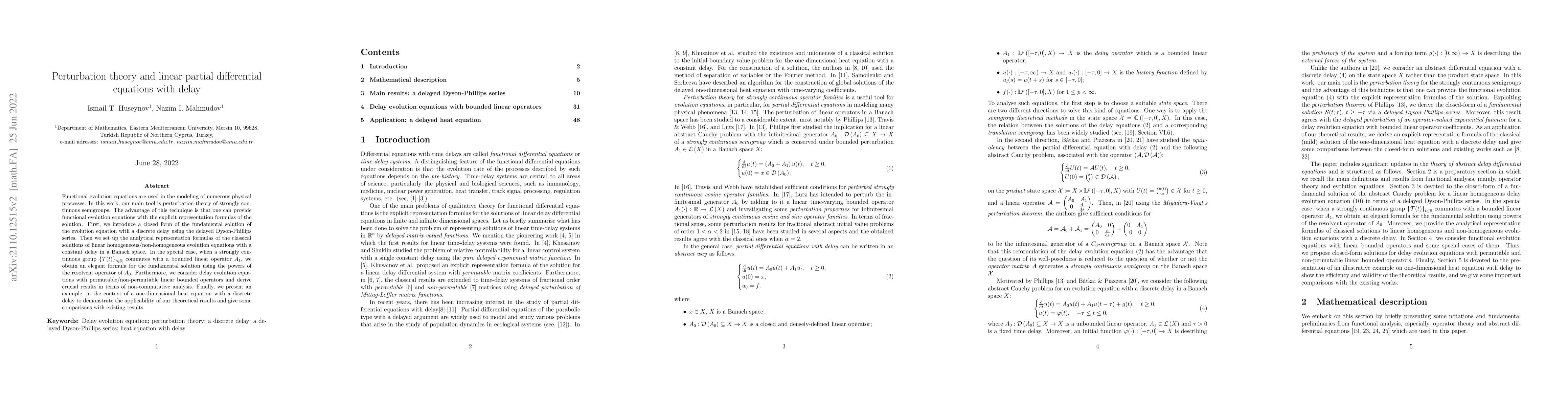 Thumbnail for Perturbation theory and linear partial differential equations with delay