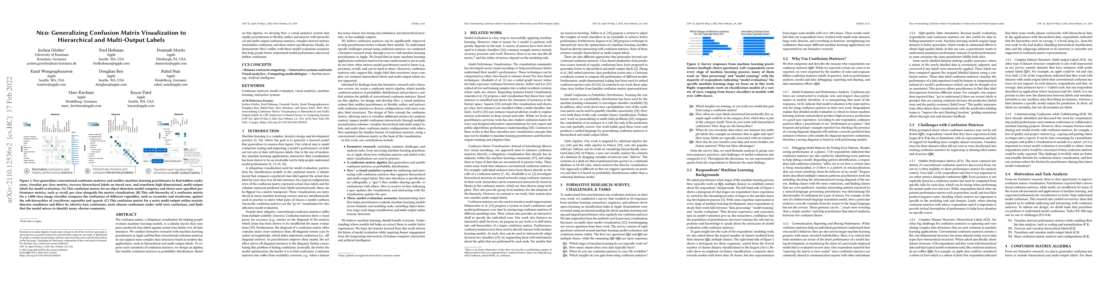 Thumbnail for Neo: Generalizing Confusion Matrix Visualization to Hierarchical and
  Multi-Output Labels