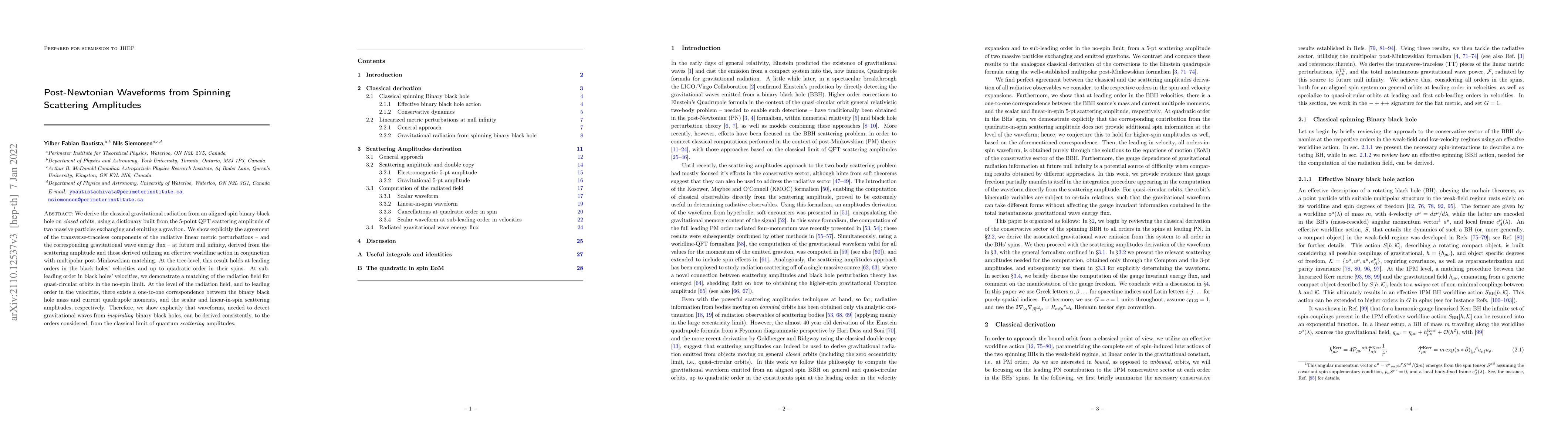Thumbnail for Post-Newtonian Waveforms from Spinning Scattering Amplitudes