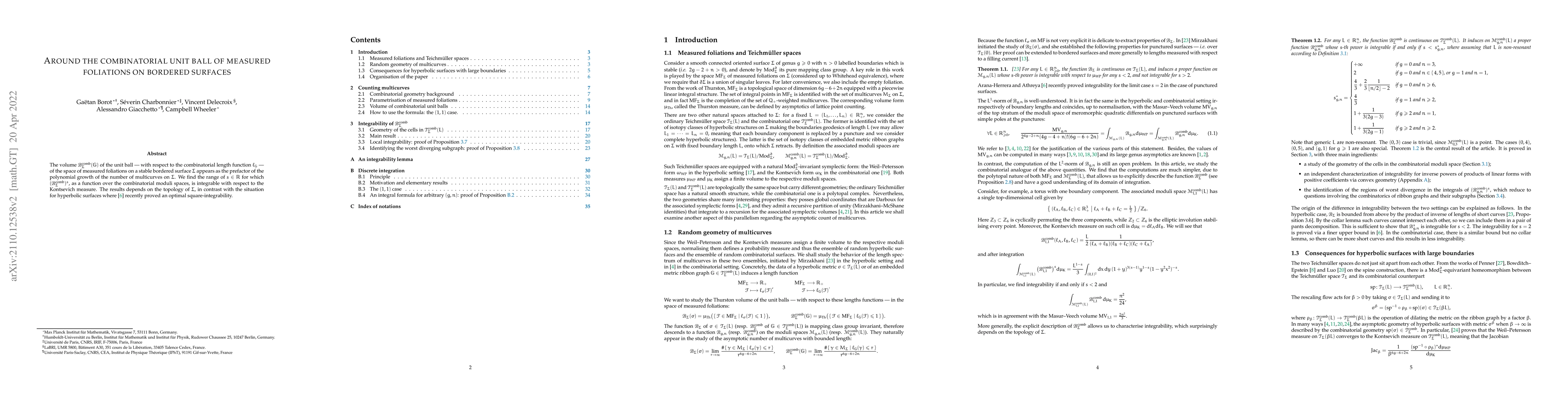 Thumbnail for Around the combinatorial unit ball of measured foliations on bordered
  surfaces