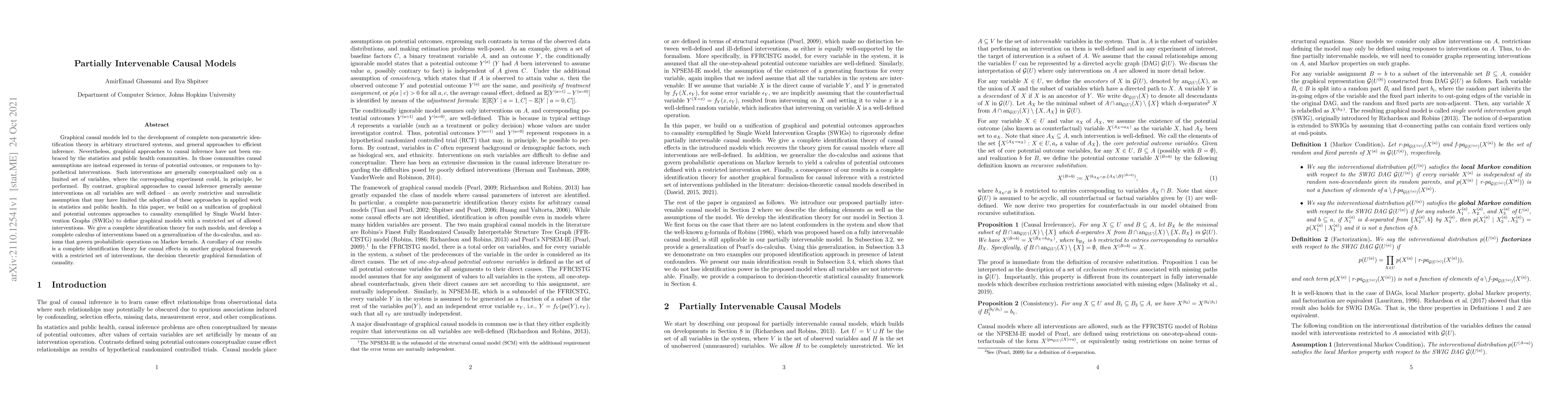 Thumbnail for Partially Intervenable Causal Models