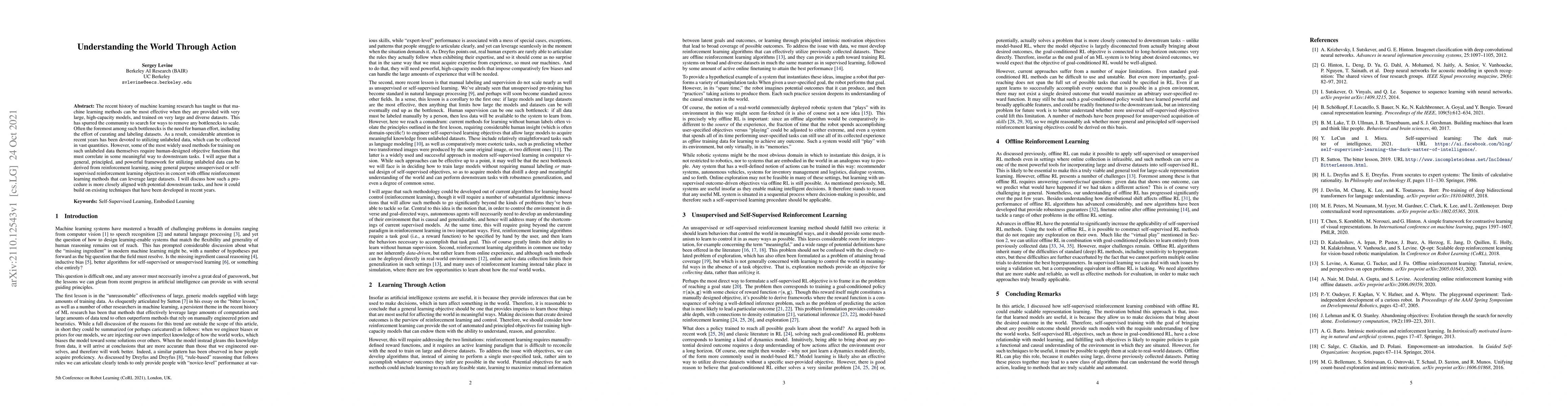 Thumbnail for Understanding the World Through Action